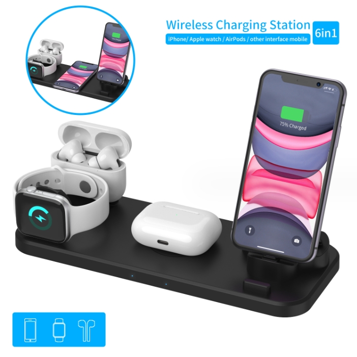 New private model wireless fast charging mobile phone universal multifunctional stand wireless charging 6-in-1 wireless charger