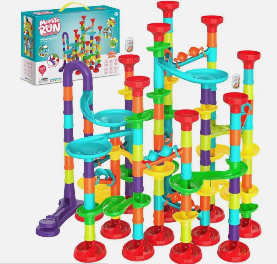 197 Pcs Marble Run Race Set Construction Building Blocks Toy Game Track Kid Maze