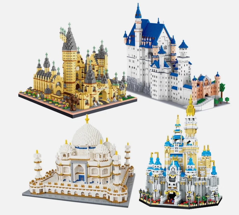 Lezi City Architecture Building Blocks Set Swan Stone Castle Bricks Model Toys