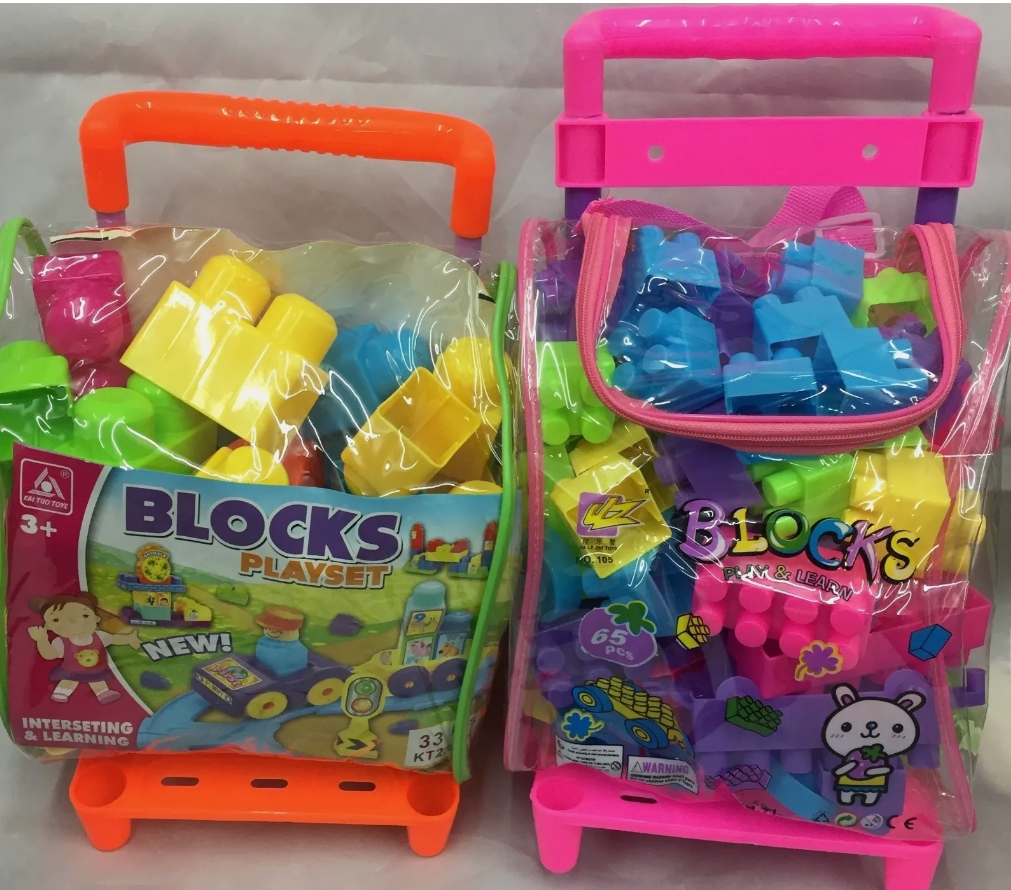 Children--65-pcS-Kid-Educational-Plastic-Building-Blocks Bricks Toy TROLLEY UK