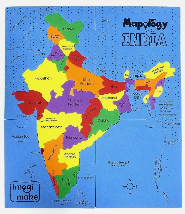 Mapology India Map Puzzles Geography for Kids Educational Toys Puzzles for Kids